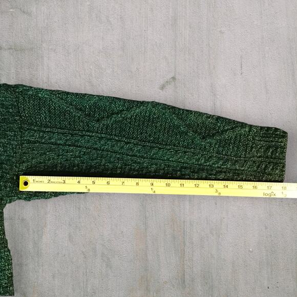 Carraig Donn Ireland 100% New Wool Chunky Aran Cardigan Green Knit Button Front - Picture 8 of 8